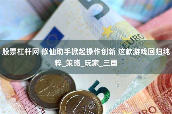 股票杠杆网 修仙助手掀起操作创新 这款游戏回归纯粹_策略_玩家_三国