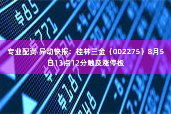 专业配资 异动快报：桂林三金（002275）8月5日13点12分触及涨停板