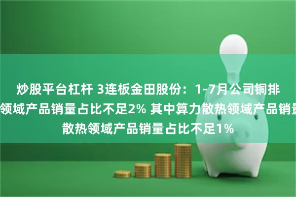 炒股平台杠杆 3连板金田股份：1-7月公司铜排等产品在算力领域产品销量占比不足2% 其中算力散热领域产品销量占比不足1%